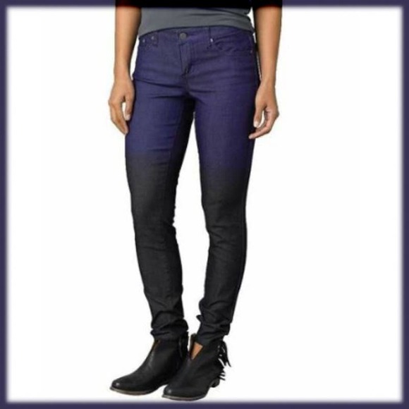 prAna Indigo Jett Pant Low Rise Fitted Ombre Ankle Jeans Size 4 27" Waist - Picture 1 of 14
